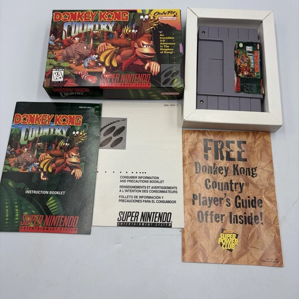 Donkey Kong Country Super Nintendo SNES 1994 Complete CIB Manual Inserts
